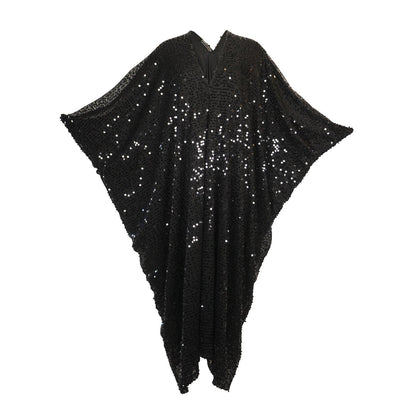 Svart paljett kaftan kjole