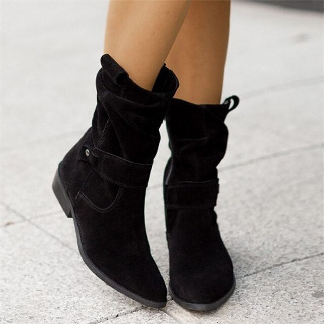 Black Ankle Boots | Chic Faux Leather Booties for Women with Low Heel 1