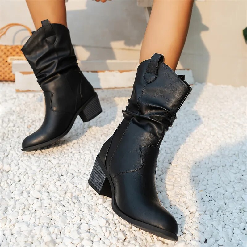 Black Ankle Boots | Elegant Leather Booties for Women with Western Charm 1