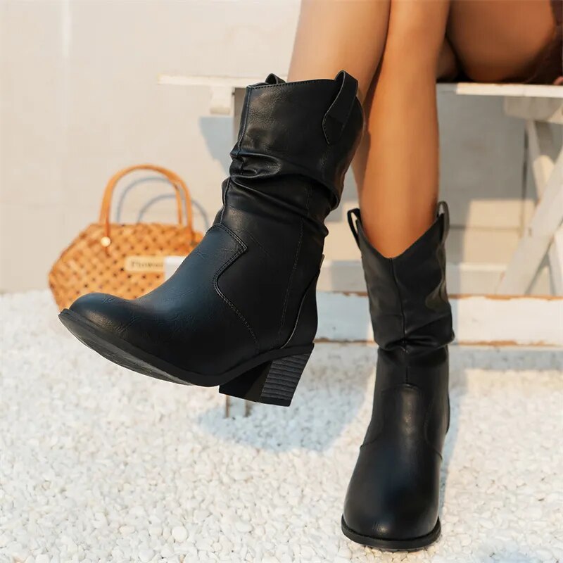 Black Ankle Boots | Elegant Leather Booties for Women with Western Charm 2