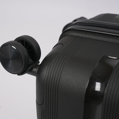 28-tommers svart hardcase rullende bagasje med 360° hjul og TSA-lås