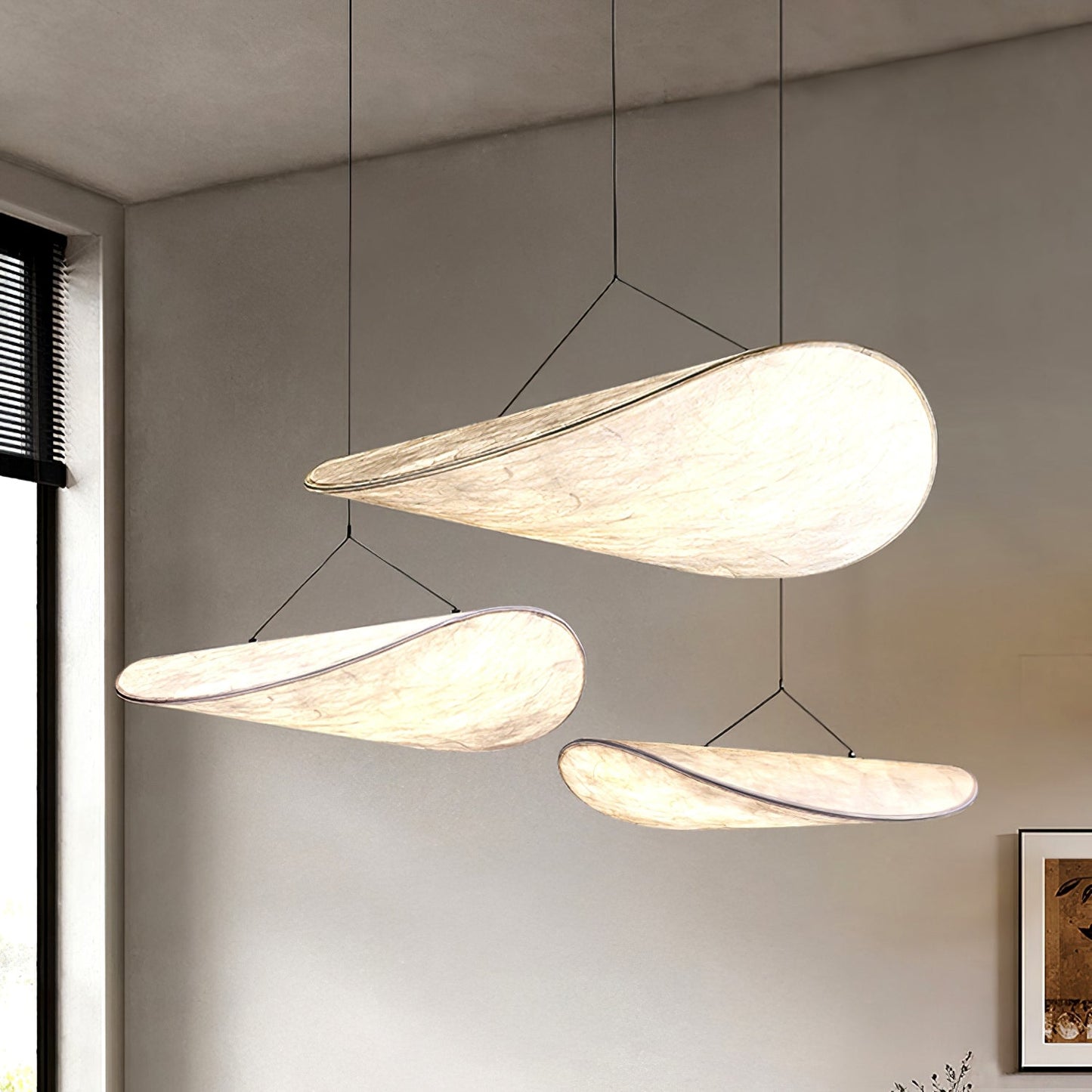 Black Pendant Light | Modern LED Fixture with Recyclable Tyvek Shade 18