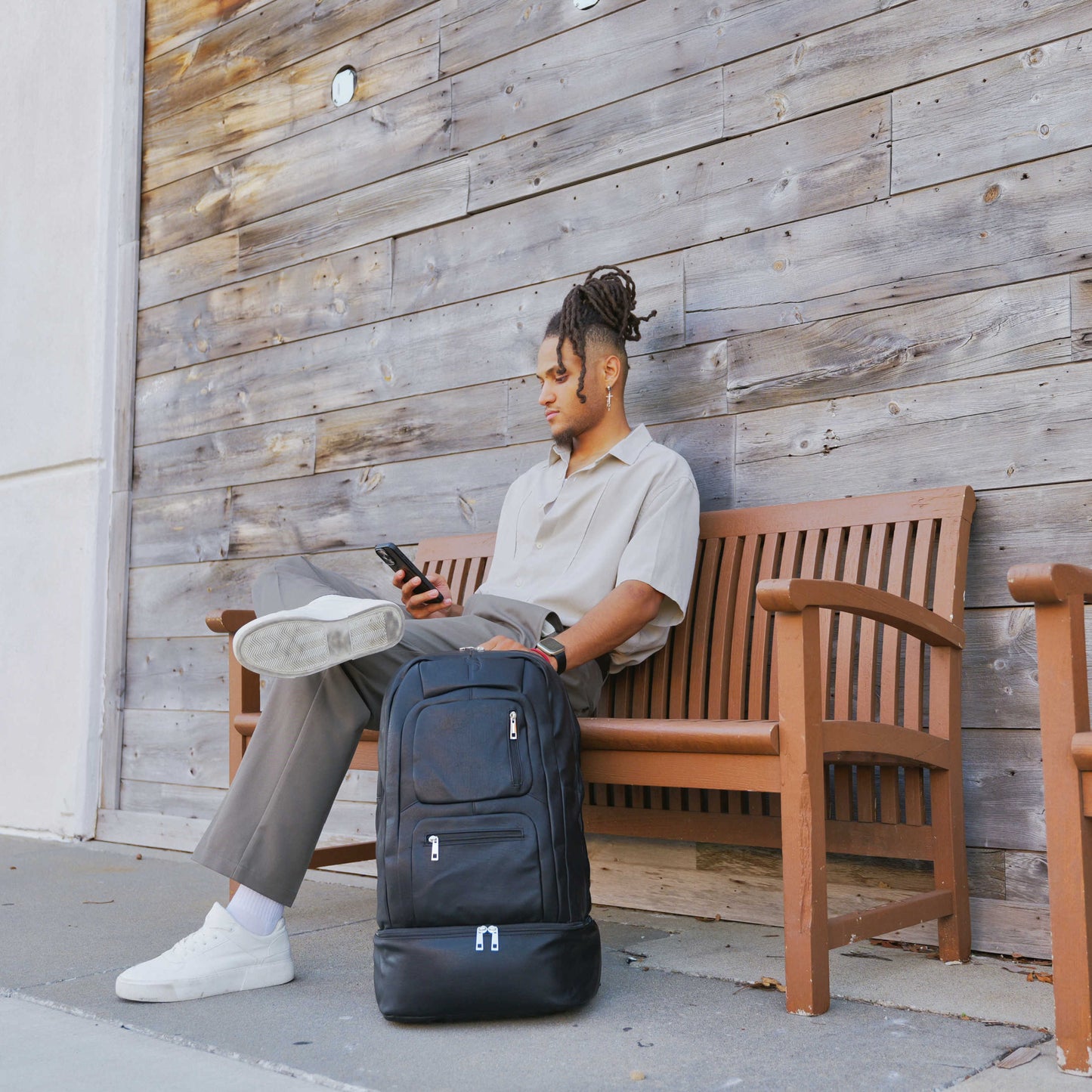 Black Leather Patented Carry-on Bag (XL Design)