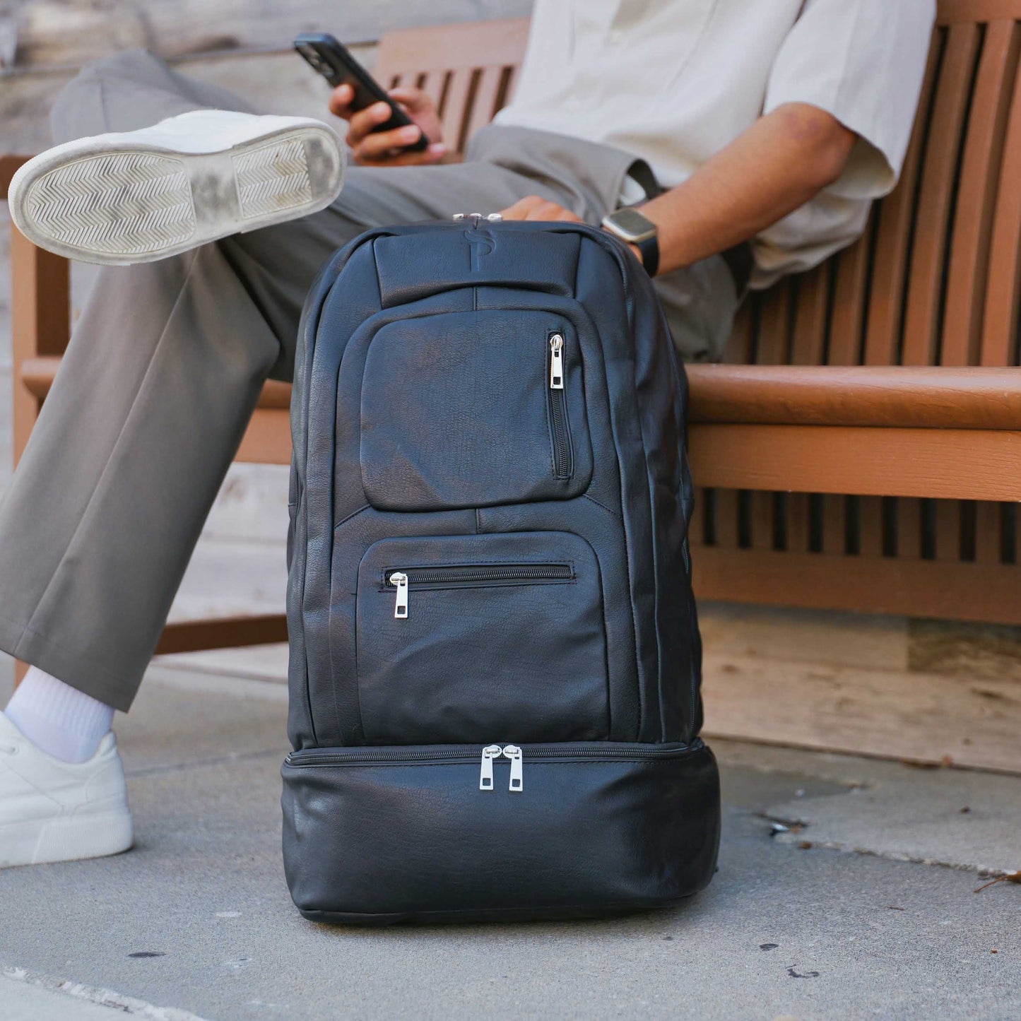 Black Leather Patented Carry-on Bag (XL Design)