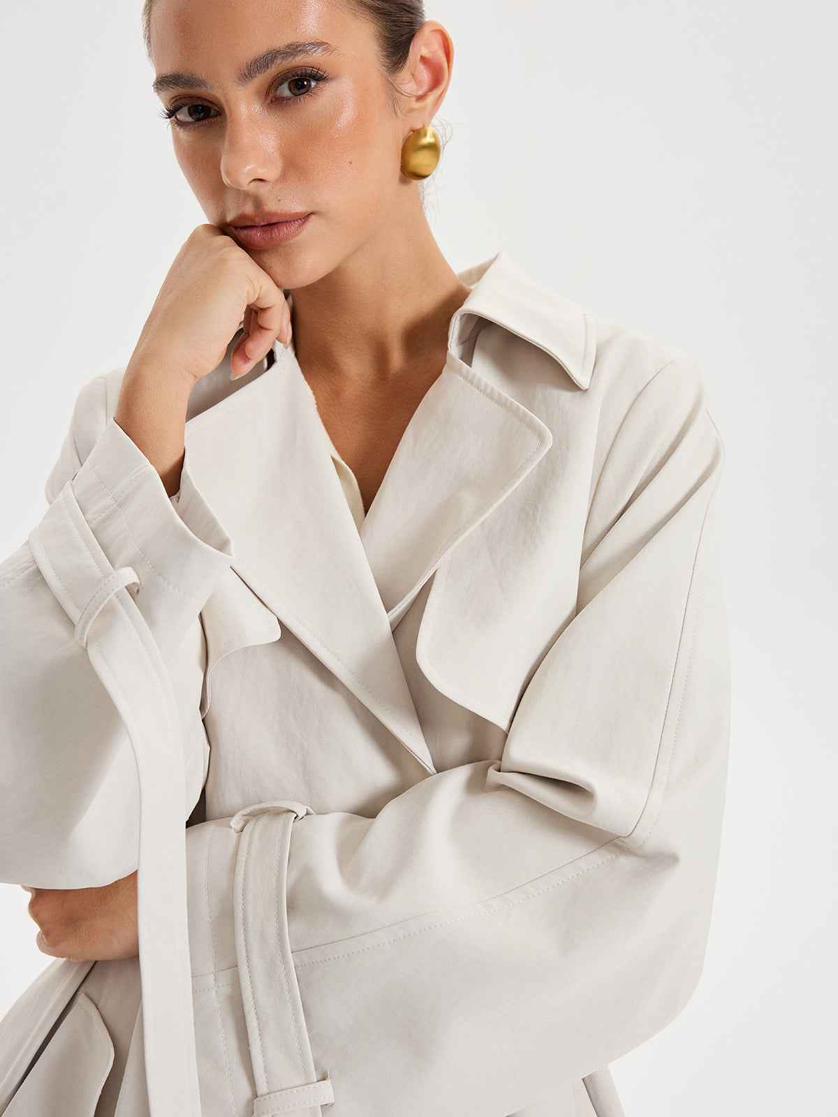 Black Trench Coat Women | Belted Double-Breasted Design for Timeless Style 0