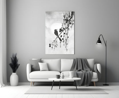 Modern living room with a white sofa, coffee table, and decorative wall art.