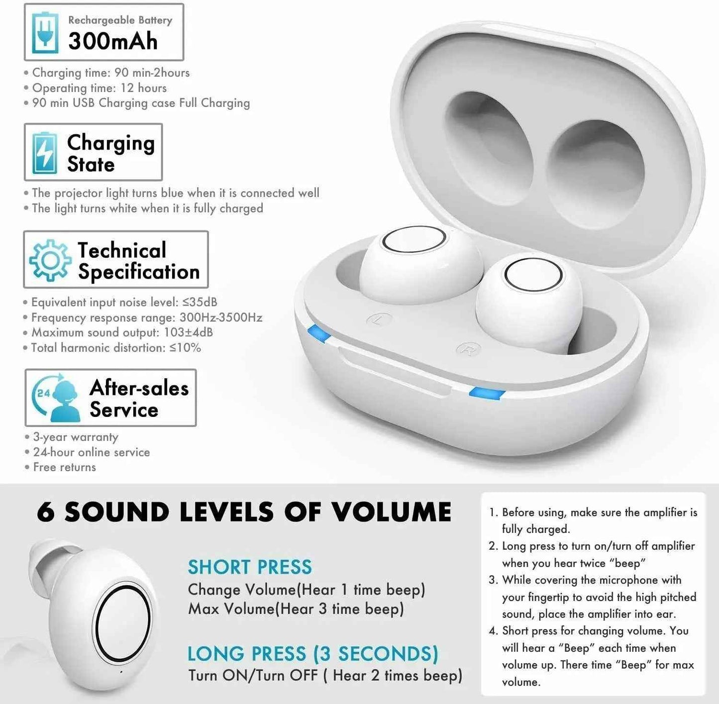 Bluetooth Hearing Aids | App-Controlled Rechargeable with Compact Design 1