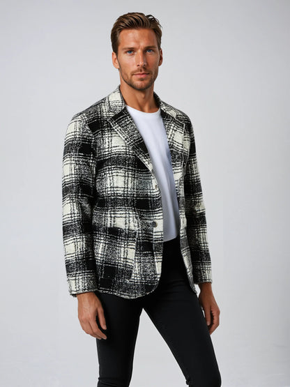 Boiled Wool Plaid Blazer