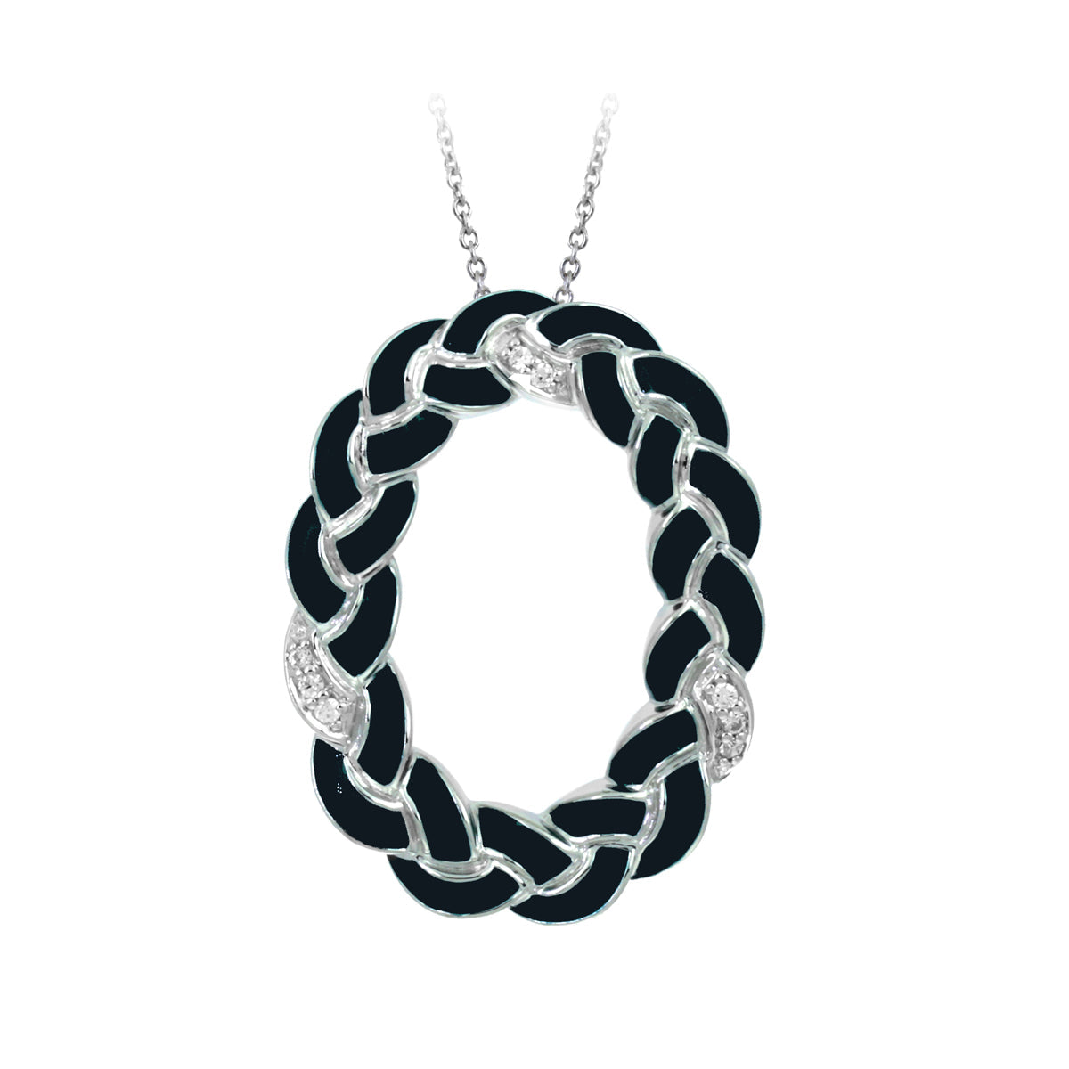 Colgante ovalado trenzado con piedras