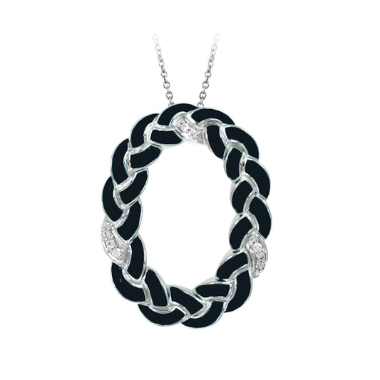 Geflochtener ovaler Anhänger mit Steinen