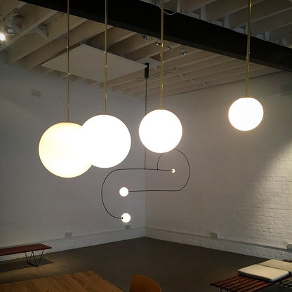 Brass Pendant Lamp | Mouth-Blown Opal Glass for Modern Pendant Lighting 6