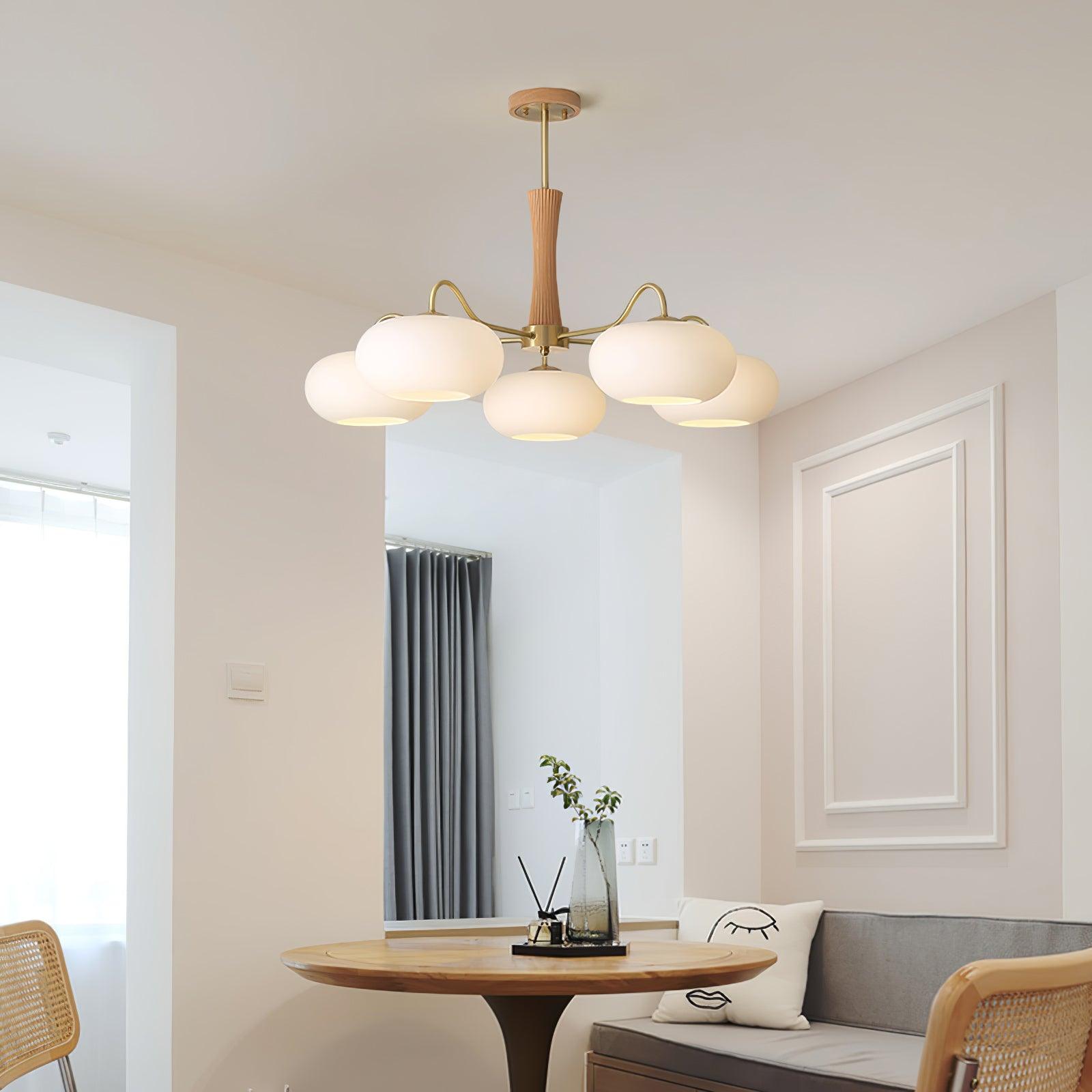 Brass Wooden Chandelier | Modern Design for Dining Room Lighting 2