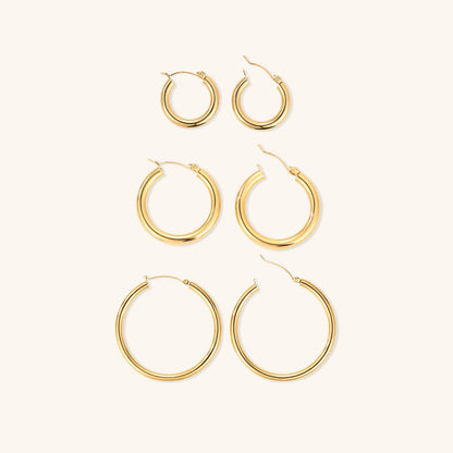 Broad Round Hoops | Ethically Sourced 18k Gold-Plated Stainless Steel 0