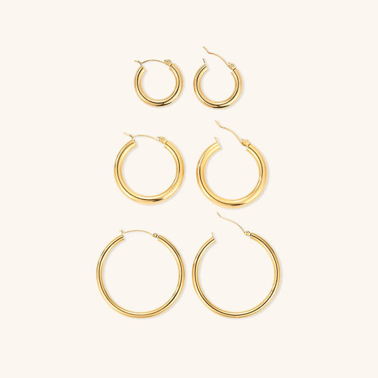Broad Round Hoops | Ethically Sourced 18k Gold-Plated Stainless Steel 0