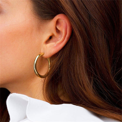 Broad Round Hoops | Ethically Sourced 18k Gold-Plated Stainless Steel 2