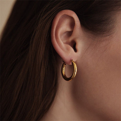 Broad Round Hoops | Ethically Sourced 18k Gold-Plated Stainless Steel 3