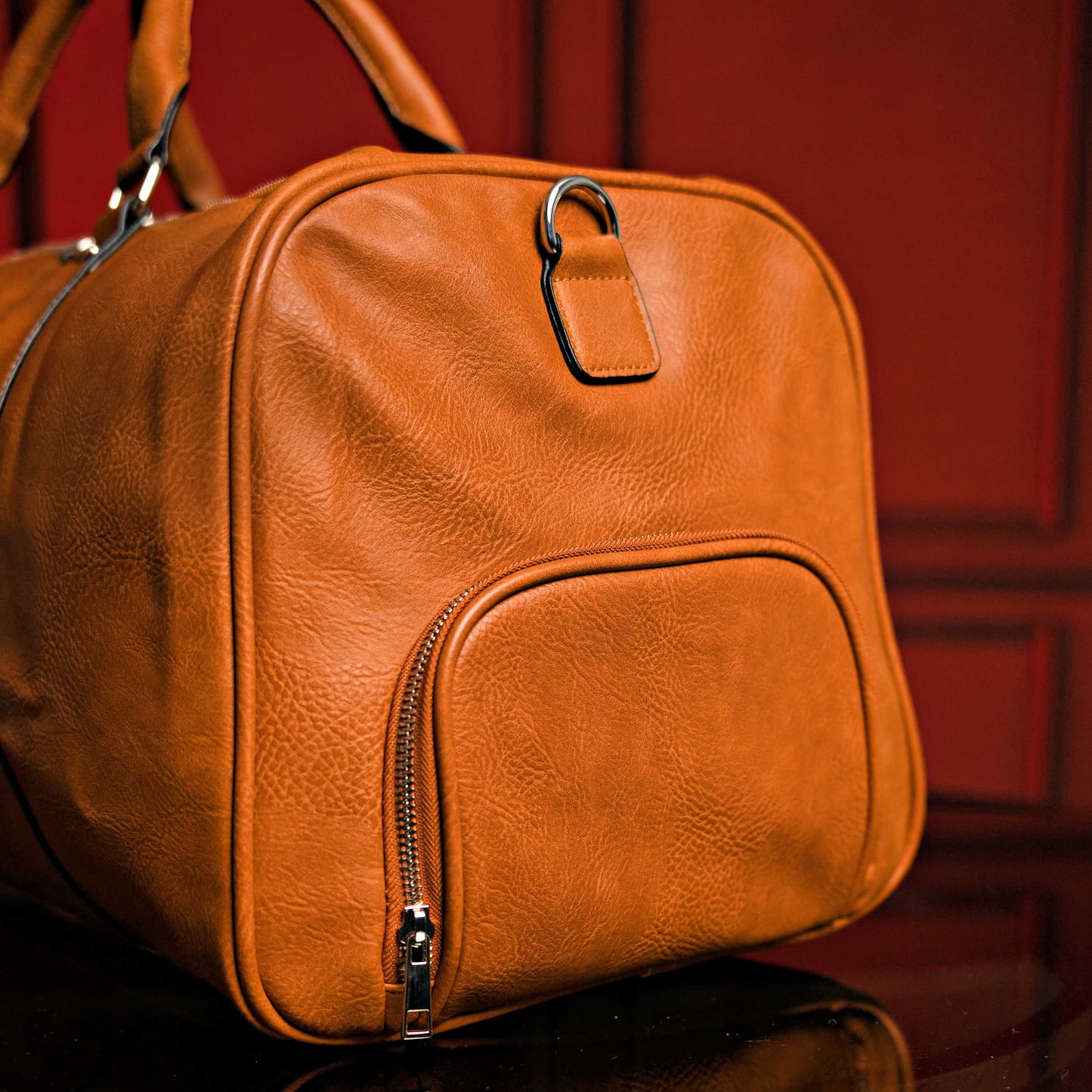 Bruine geslepen leren duffeltas