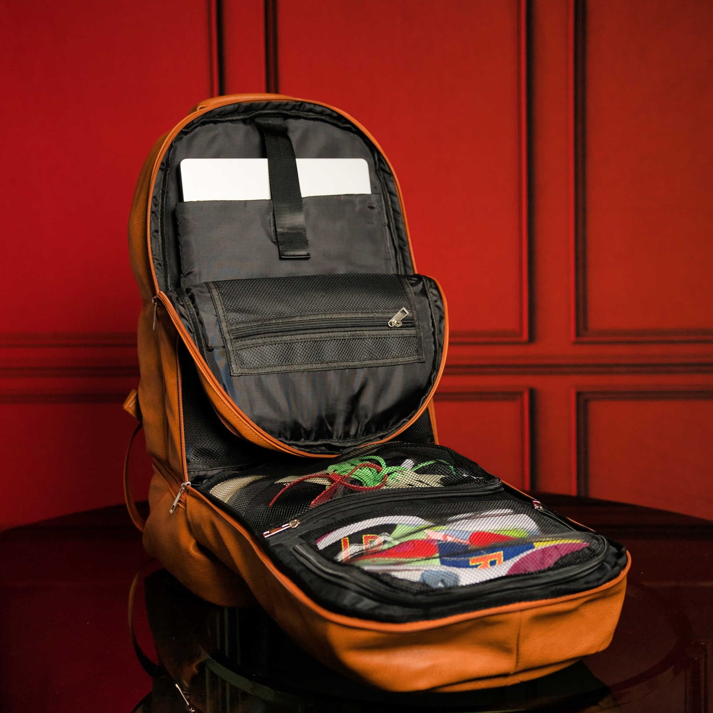 Bruine Leren Luxe Gepatenteerde Handbagage Tas