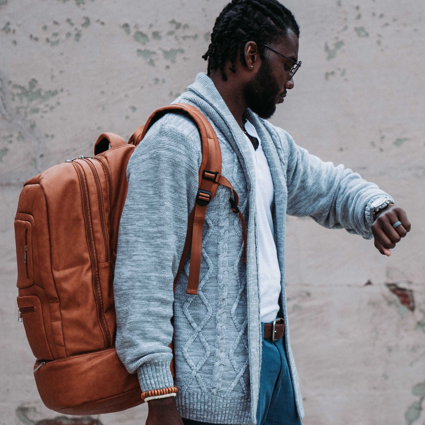 Bruine Leren Luxe Gepatenteerde Handbagage Tas