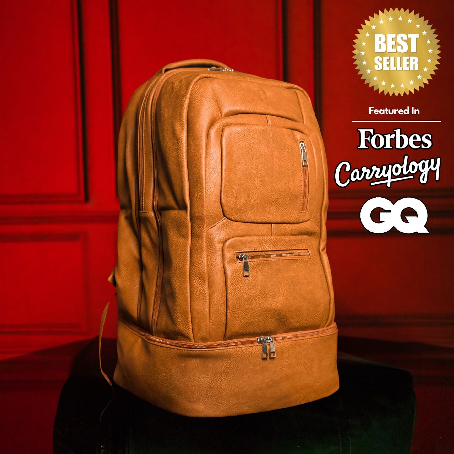 Bruine Leren Luxe Gepatenteerde Handbagage Tas