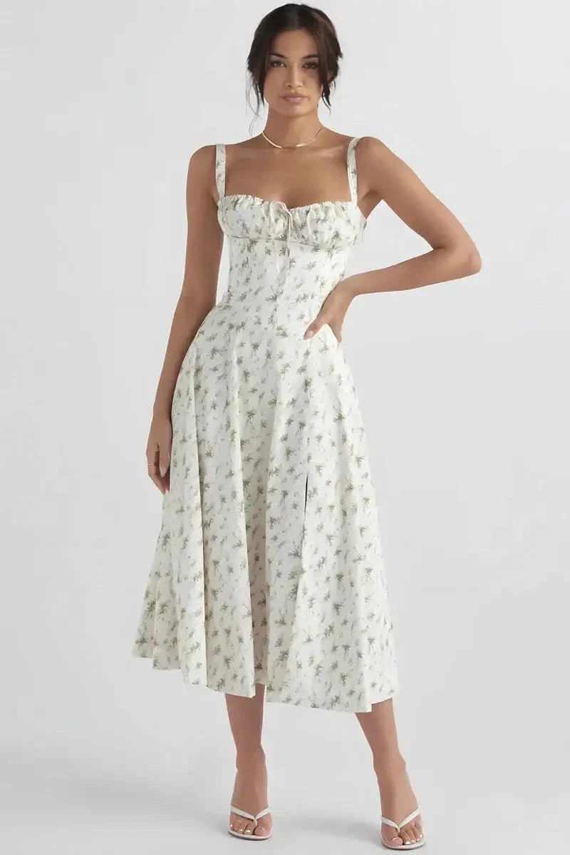 Bustier Summer Dress | Floral Print with Adjustable Straps for Women 0
