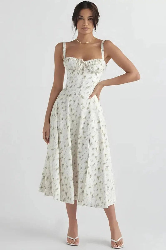 Bustier Summer Dress | Floral Print with Adjustable Straps for Women 0
