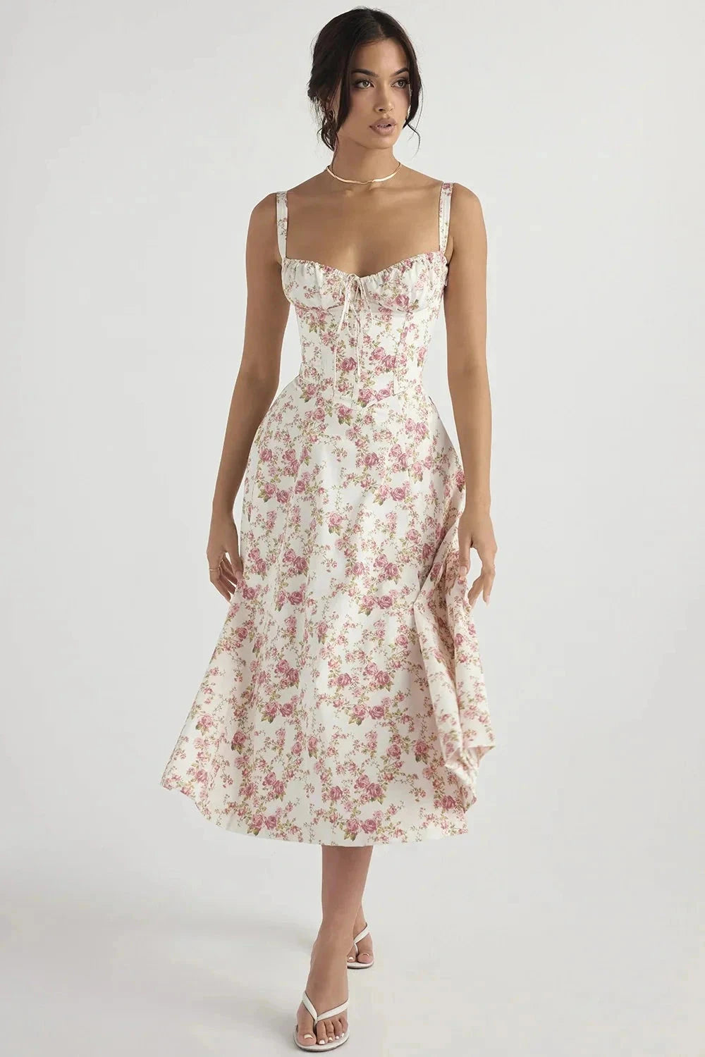 Bustier Summer Dress | Floral Print with Adjustable Straps for Women 10