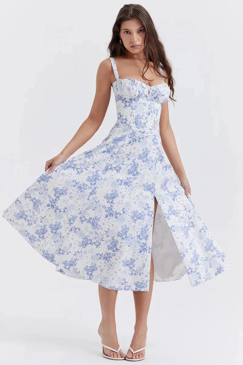 Bustier Summer Dress | Floral Print with Adjustable Straps for Women 12