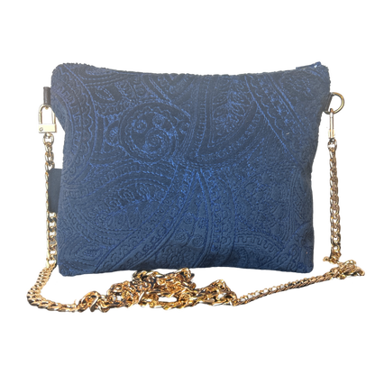 Trotter Blue Vintage Silk Scarf Crossbody Bag