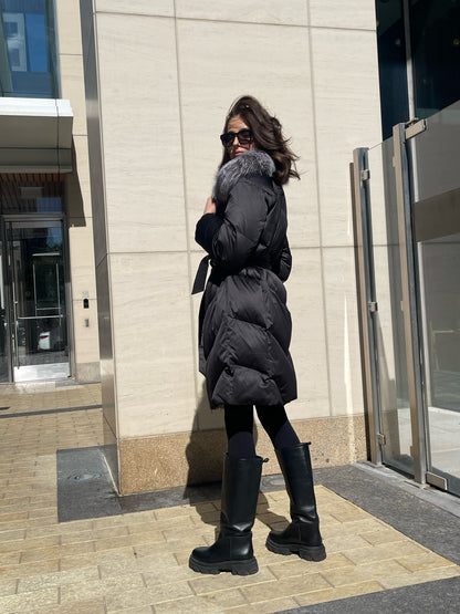 Parka Amandine en duvet de renard argenté véritable