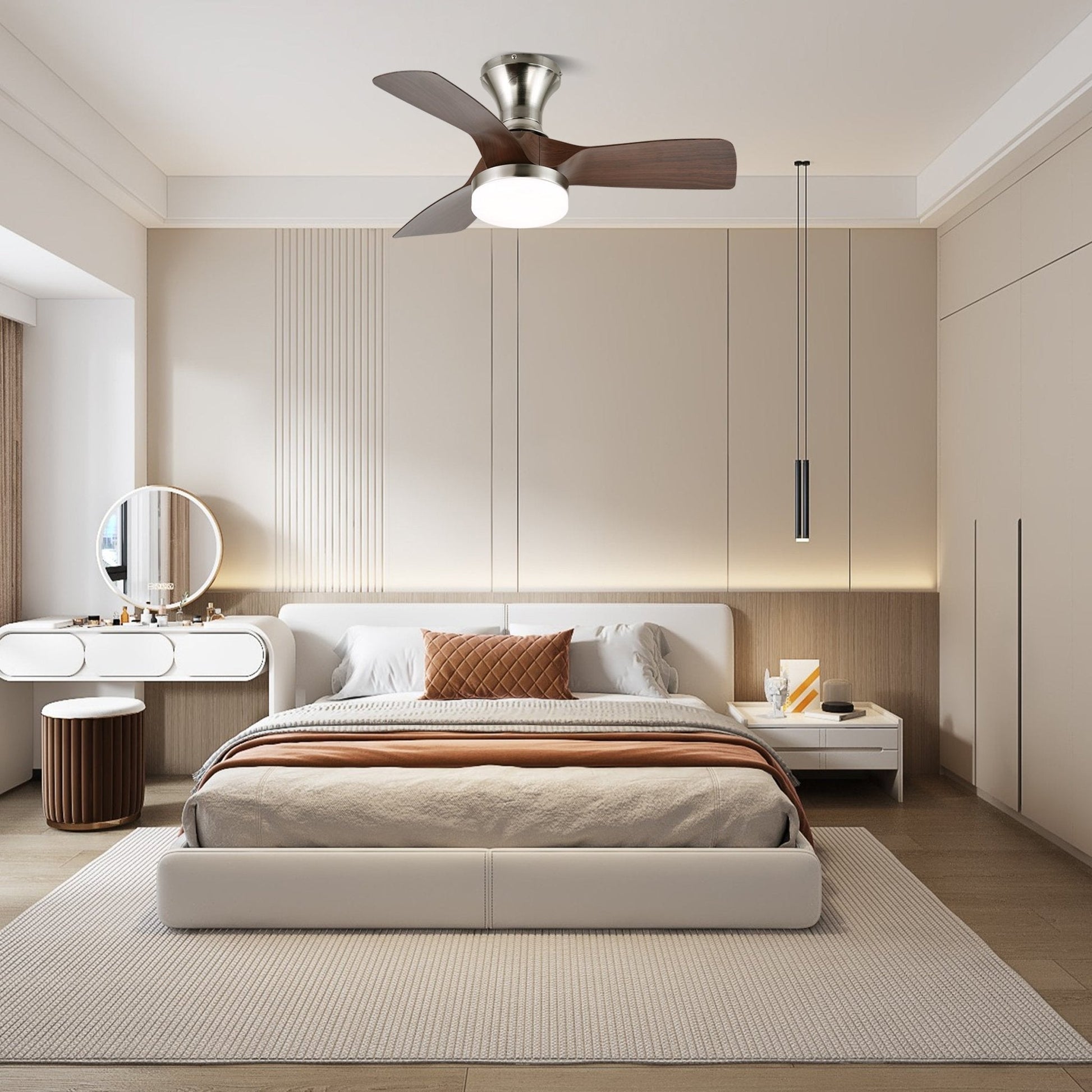 Calix | 28-Inch Ceiling Fan Light with Warm Charcoal and Cream Finish 2