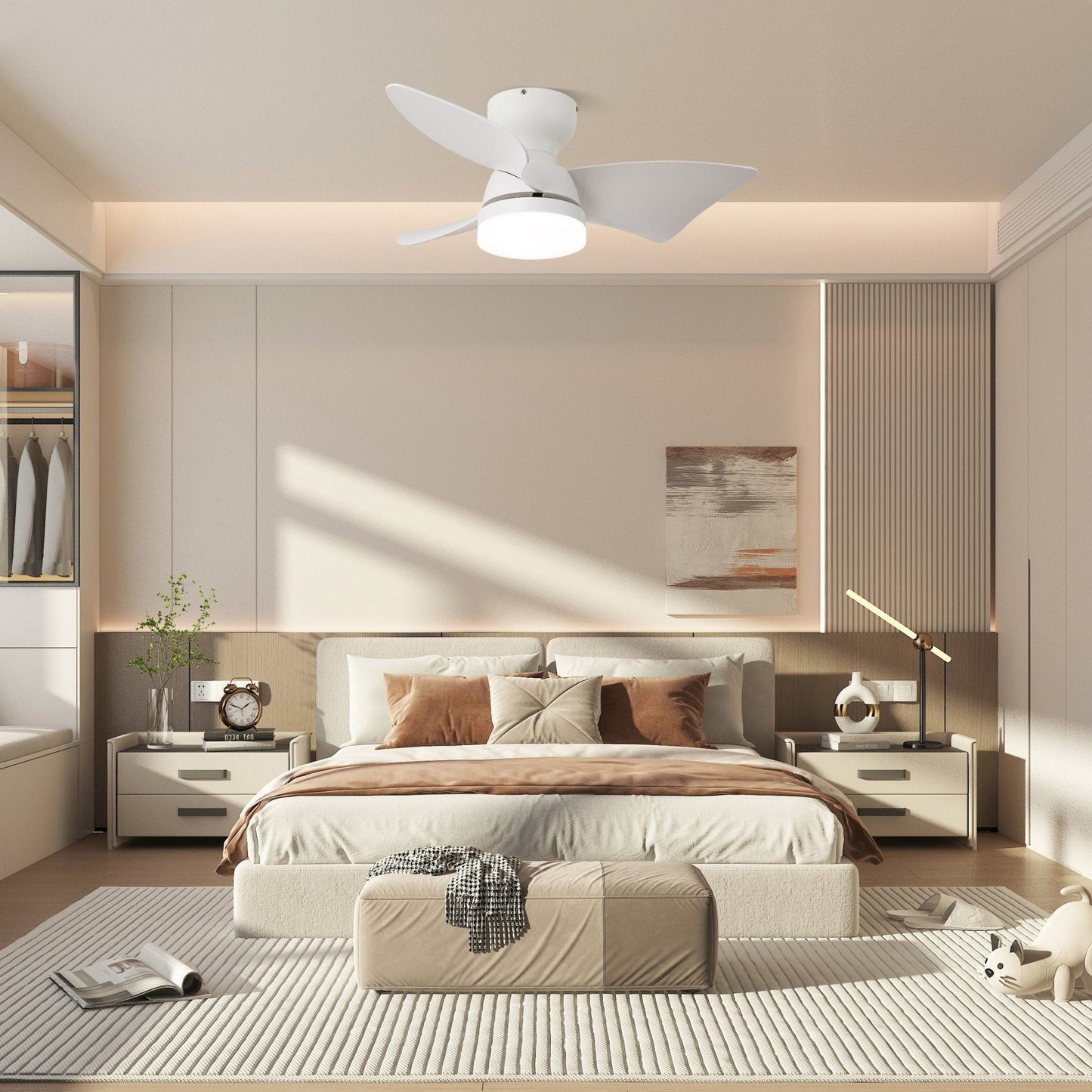 Calix | 28-Inch Ceiling Fan Light with Warm Charcoal and Cream Finish 3