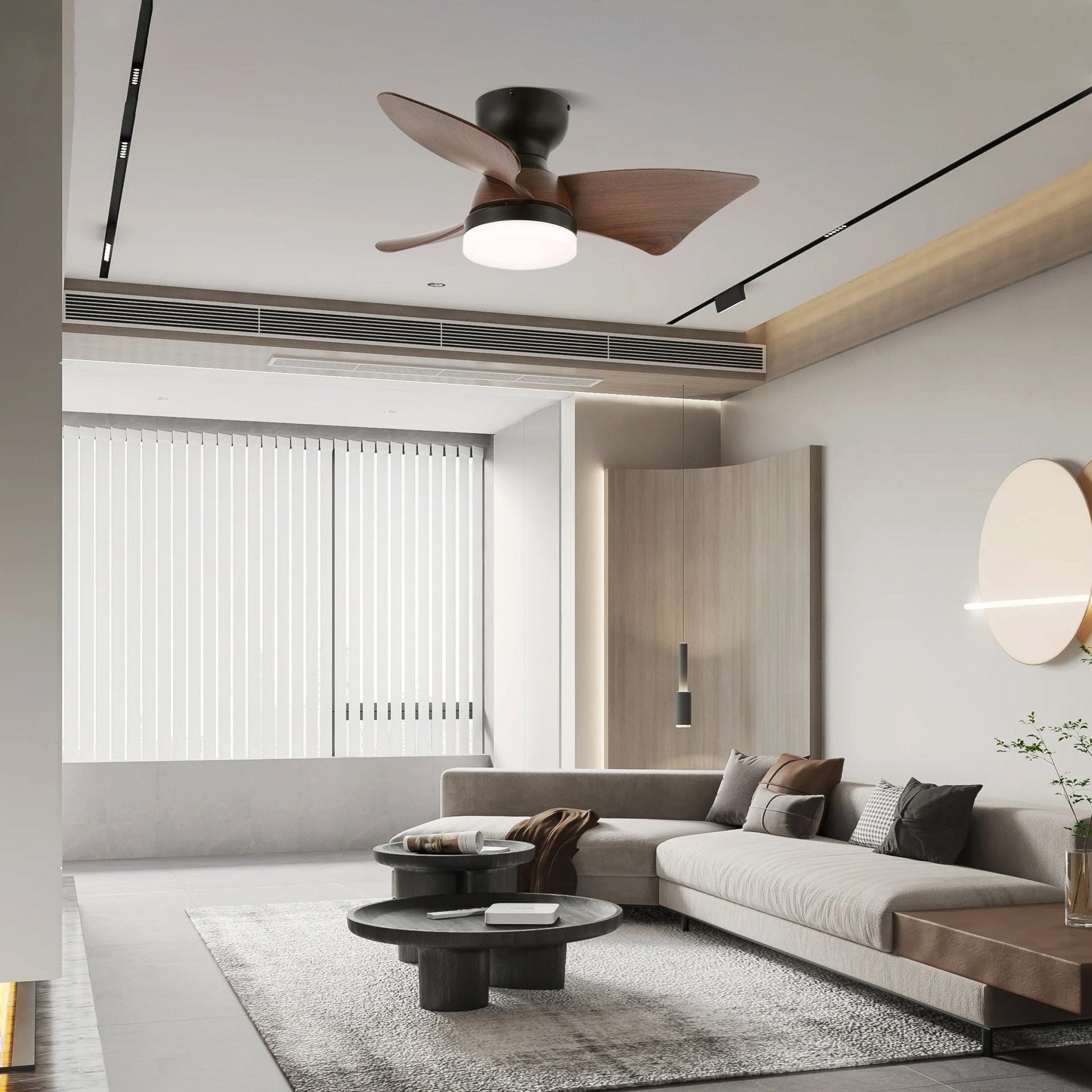 Calix | 28-Inch Ceiling Fan Light with Warm Charcoal and Cream Finish 4