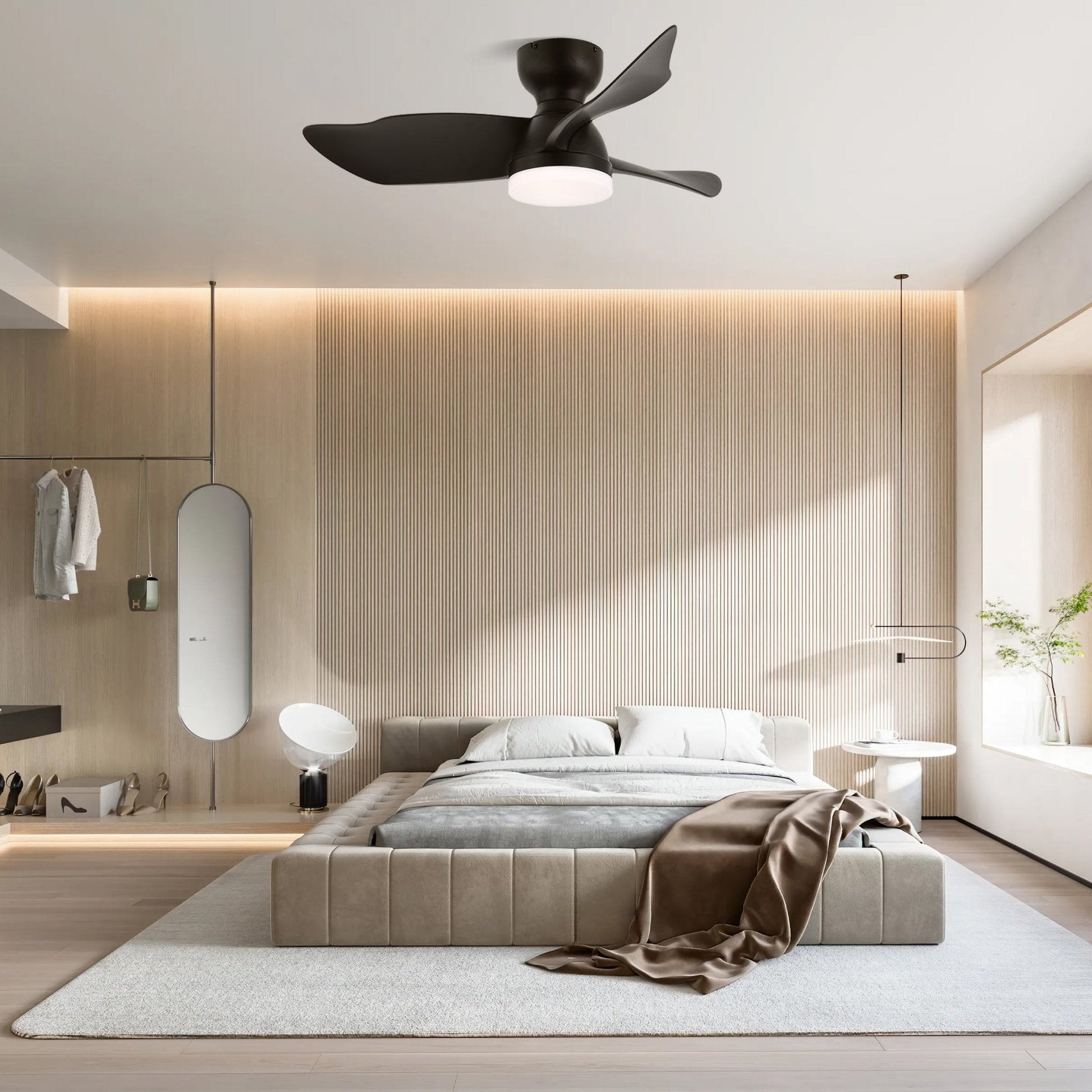 Calix | 28-Inch Ceiling Fan Light with Warm Charcoal and Cream Finish 5