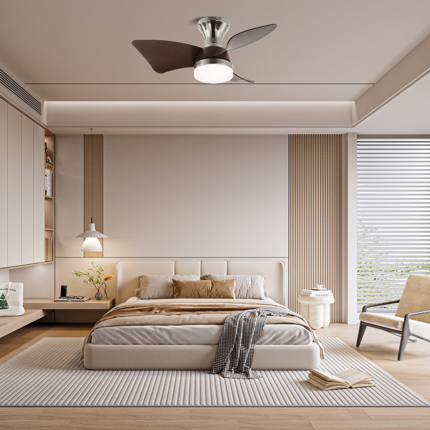 Calix | 28-Inch Ceiling Fan Light with Warm Charcoal and Cream Finish 7