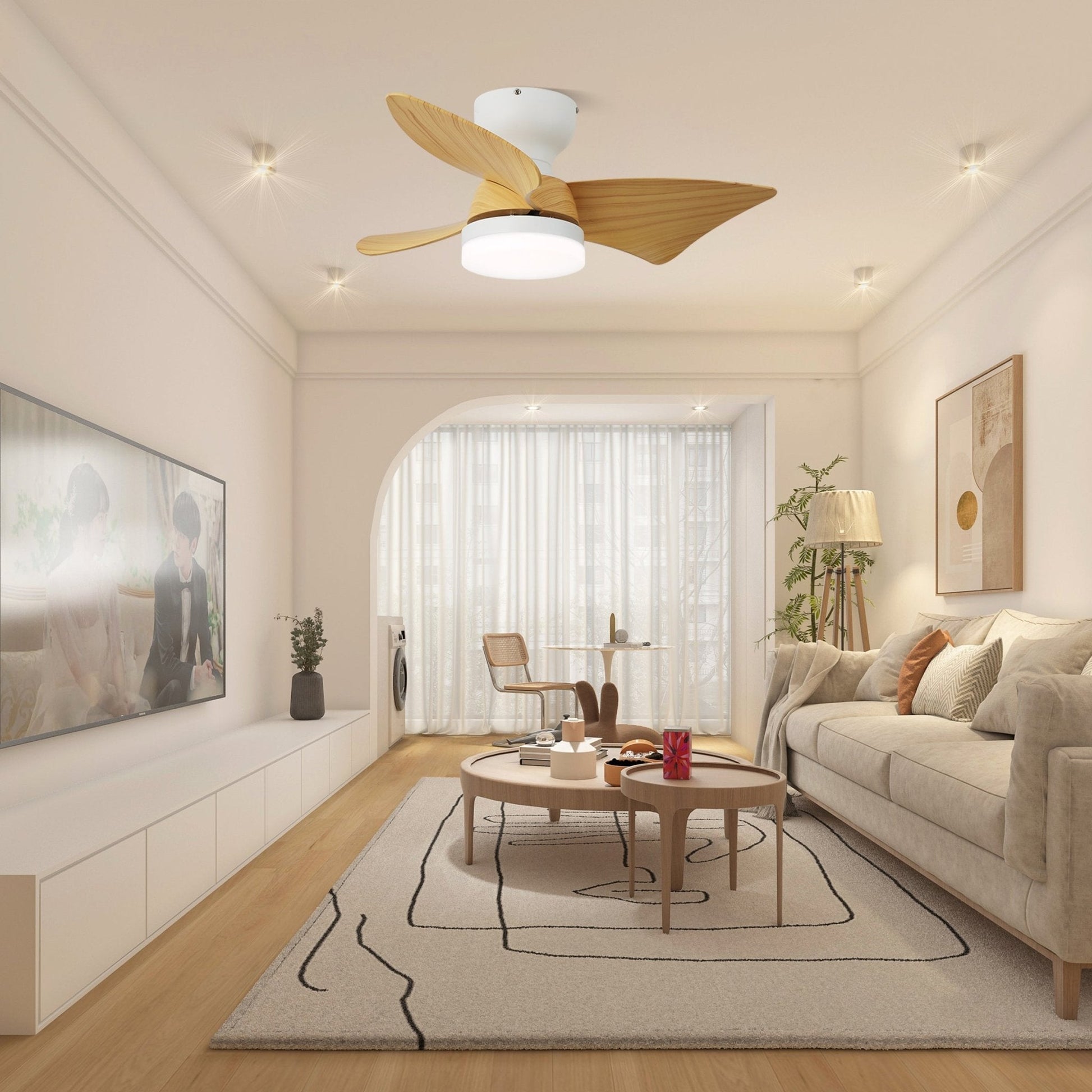 Calix | 28-Inch Ceiling Fan Light with Warm Charcoal and Cream Finish 8