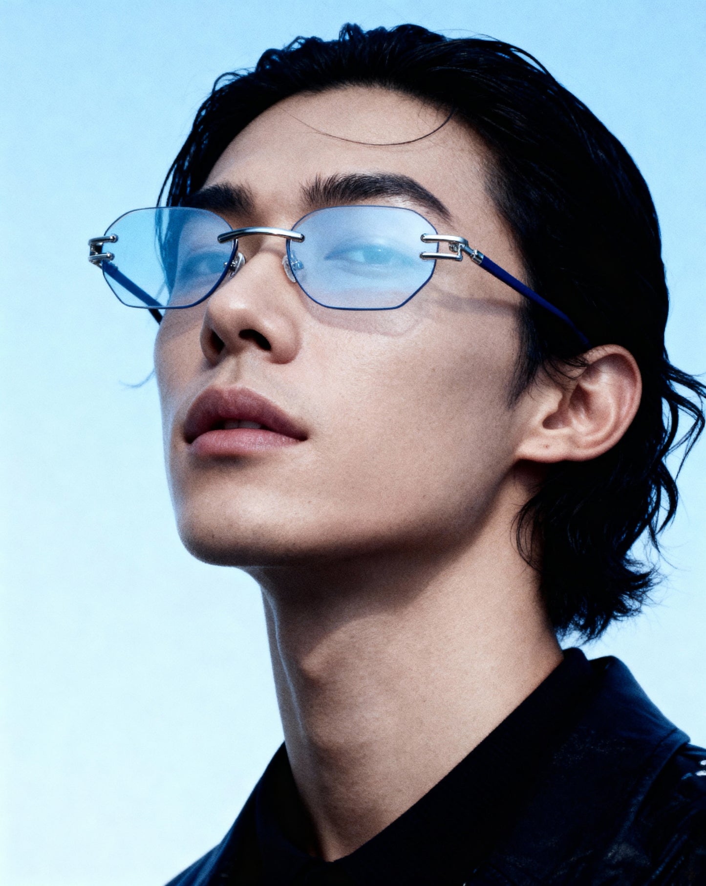 Carter Bleu Metal Frameless Sunglasses