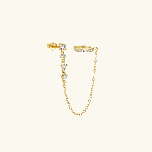 Chain Cuff Earrings | Hypoallergenic S925 Sterling Silver with Diamond Tassels 0
