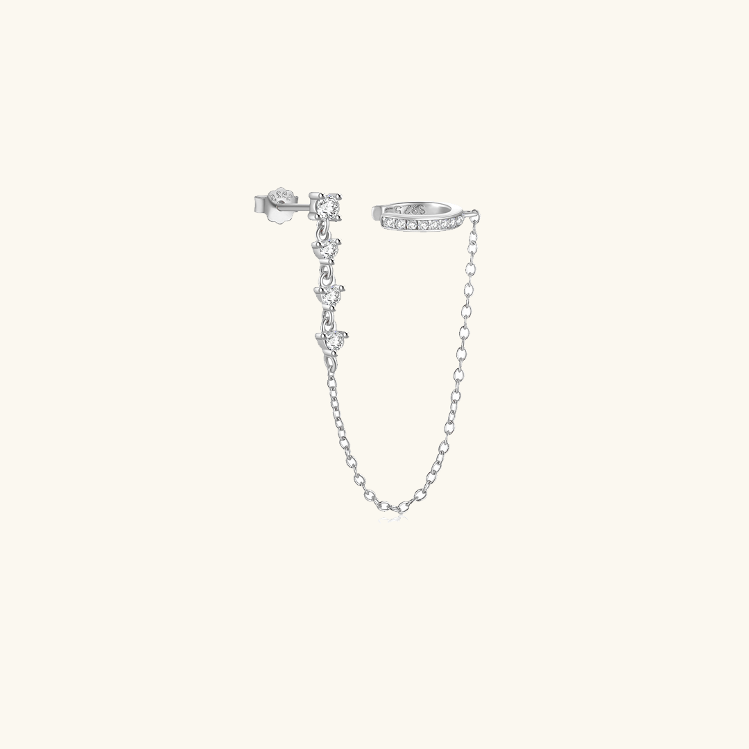 Chain Cuff Earrings | Hypoallergenic S925 Sterling Silver with Diamond Tassels 3