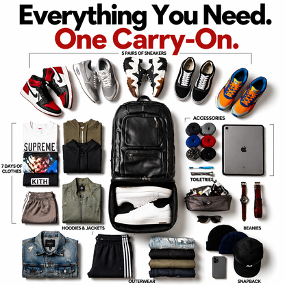Black Leather Patented Carry-on Bag (XL Design)