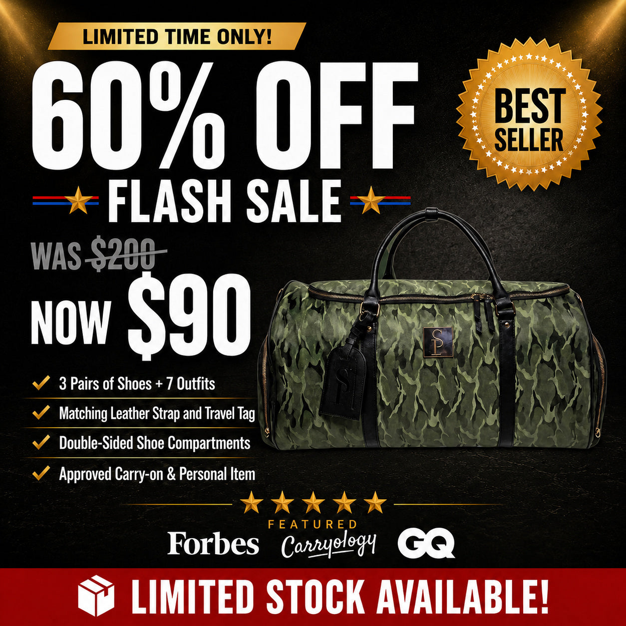 Bolsa de viaje tipo duffle camuflaje verde