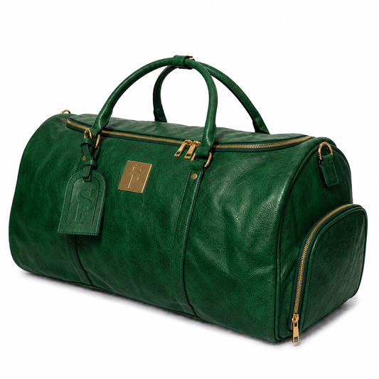 Sac de voyage en cuir vert émeraude