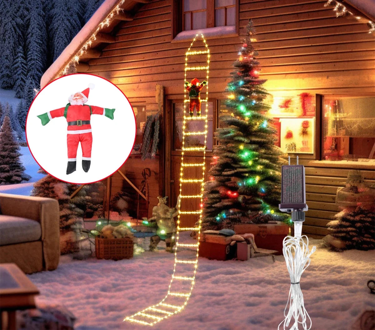 Christmas Lights | 3-Meter Climbing Santa with Warm Glow 0