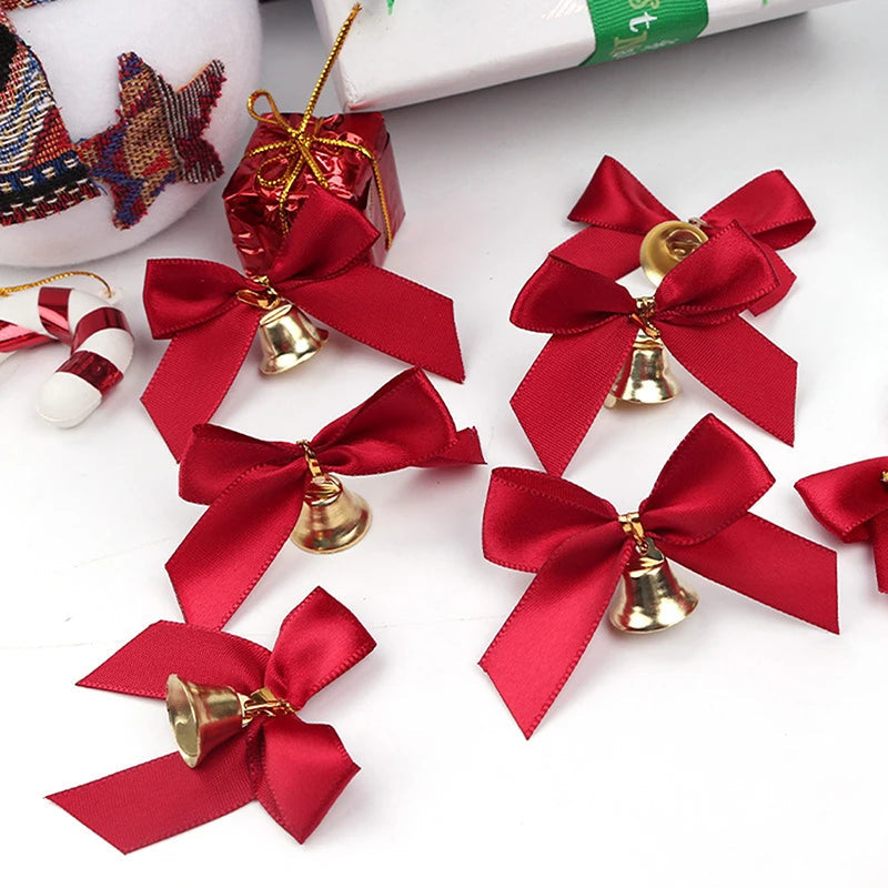 Christmas Tree Bows Set | Elegant Decorative Bows with Bells for Festive Decor 3