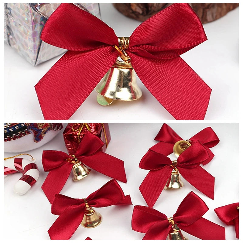 Christmas Tree Bows Set | Elegant Decorative Bows with Bells for Festive Decor 4