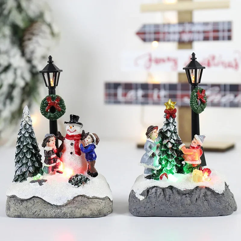 Christmas Village Decorations | LED Resin Ornaments for Festive Decor 1