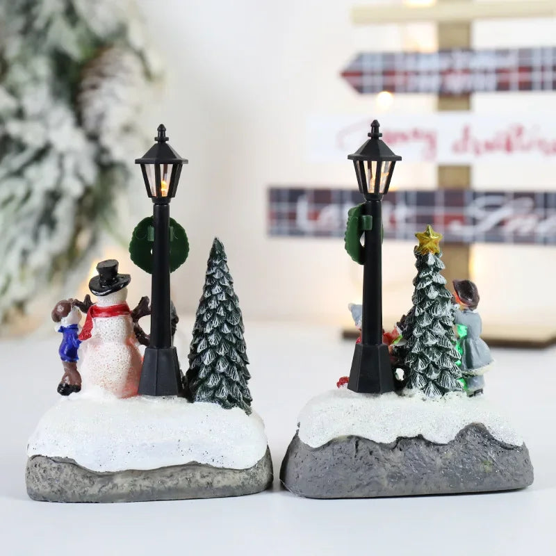 Christmas Village Decorations | LED Resin Ornaments for Festive Decor 2