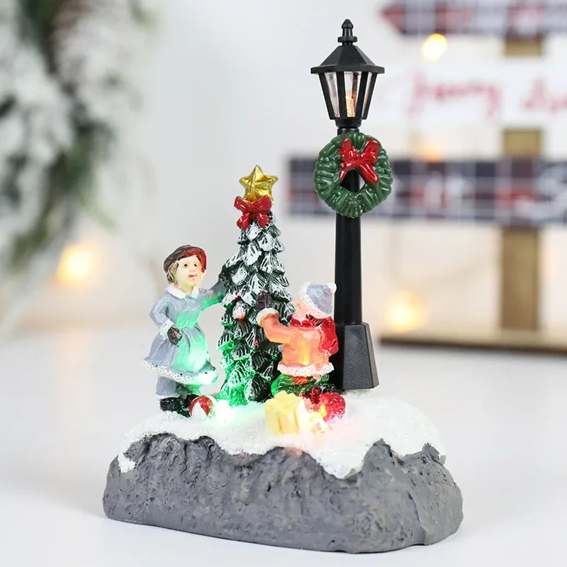 Christmas Village Decorations | LED Resin Ornaments for Festive Decor 4