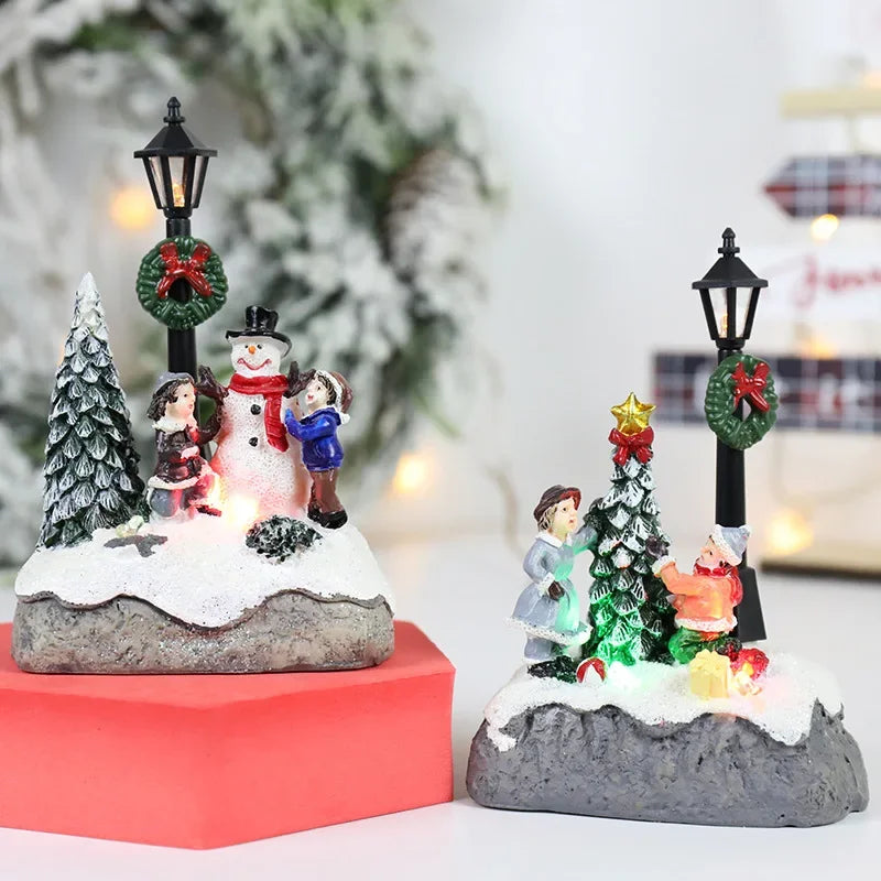 Christmas Village Decorations | LED Resin Ornaments for Festive Decor 5