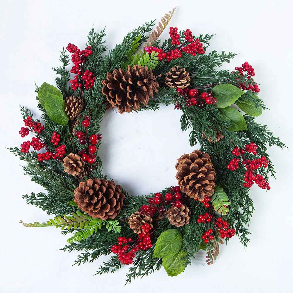 Christmas Wreath | Vibrant Red Berries and Lush Cypress Leaves for Front Door or Outdoor Decor 1